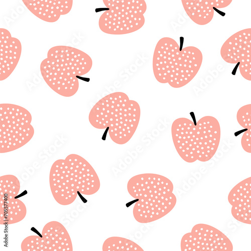 Seamless pattern with pink apples 