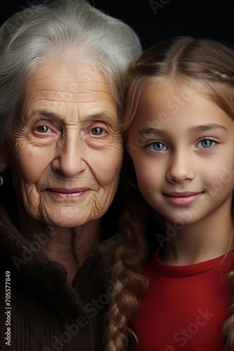 Granny posing with her girl-granddaughter.