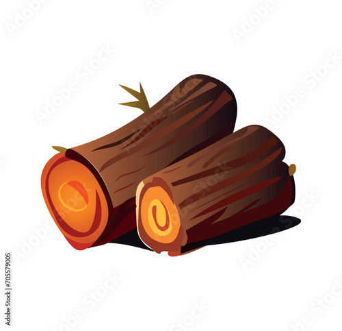 Fire element of colorful set. These wood logs come to life in a burst of colors. Incorporate this lively and vibrant design element to infuse project with a playful atmosphere. Vector illustration.