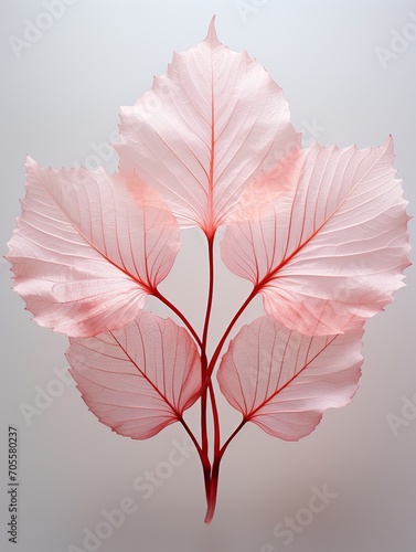 Pink maple leaf isolated on white Created with generative Ai 