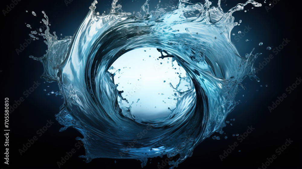 Water splashes into a vortex or twister shape, liquid Tornado, whirlpool - obrazy, fototapety, plakaty 