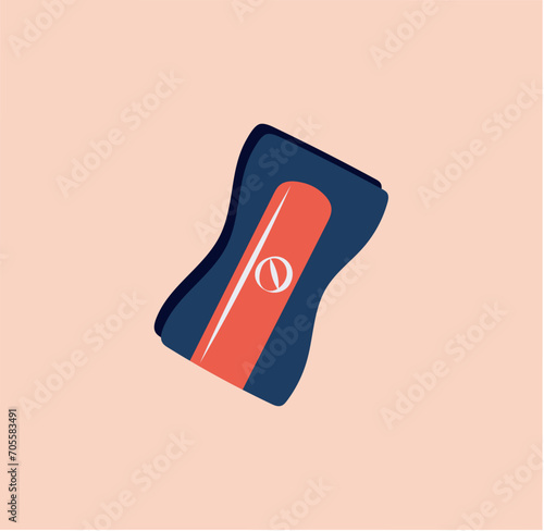 School element of colorful set. This delightful flat cartoon illustration captures the essence of a school theme with a cheerful pencil sharpener. Vector illustration.