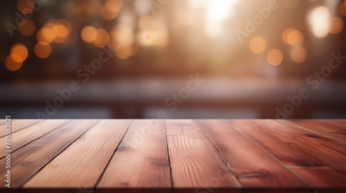 Clean wooden platform on cozy background picture 