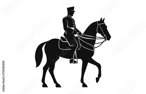 A Cavalry black Silhouette isolated on a white background, a Silhouette of a Cavalry soldier on horseback black Vector © Gfx Expert Team