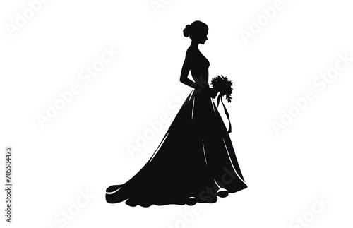 Bride vector black silhouette art isolated on a white background