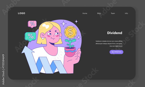 Mutual fund night or dark mode web banner or landing page. Investment fund, asset portfolio invested in stocks. Investing money with prospect of profit. Investment vehicle. Flat vector illustration