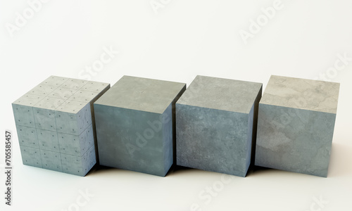 concrete cubes isolated on white background
