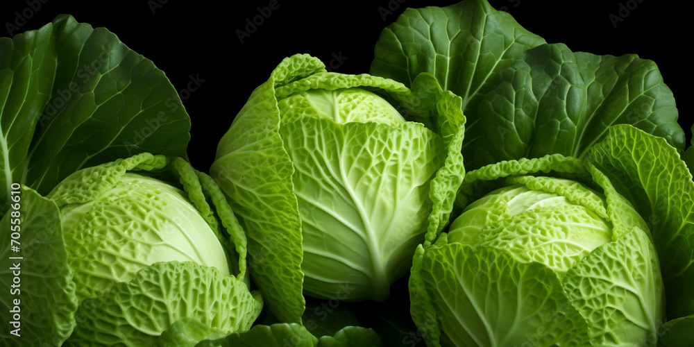cabbage in the garden, White cabbage on a table kitchen vegan vegetable food concept, Leafy Cabbage ripe, A close up of cabbages on a white background, generative AI

 - obrazy, fototapety, plakaty 