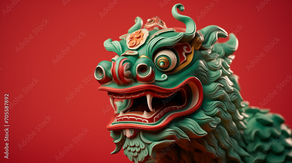 custom made wallpaper toronto digitalLion dance on Chinese New Year Yellow-red-green lion on yellow-red-green background, isolated