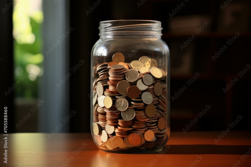 Metallic Jar coins. Save money savings. Generate Ai Metallic Jar coins. Save money savings. Generate Ai