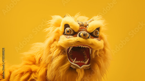 chinese new year,lion dance isolated,wall Red, yellow, green 