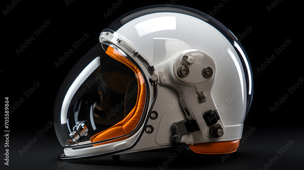 Fototapeta premium Realistic astronaut helmet with clear glass for space exploration and flight in cosmos