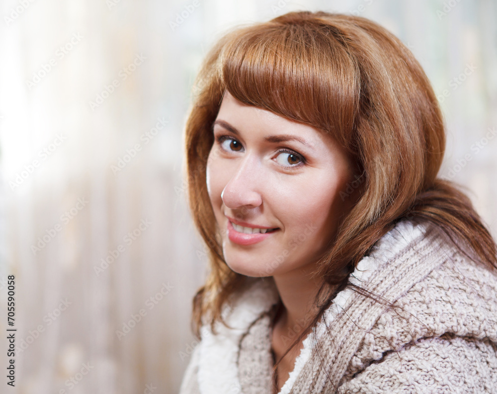 Portrait of happy young woman indoor Portrait of happy young woman indoor