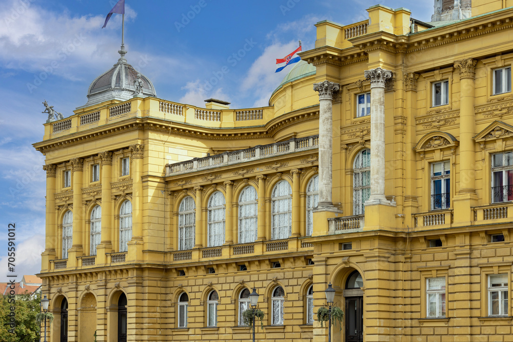 Croatian National Theatre, baroque building located on Republic of Croatia Square, Zagreb, Croatia