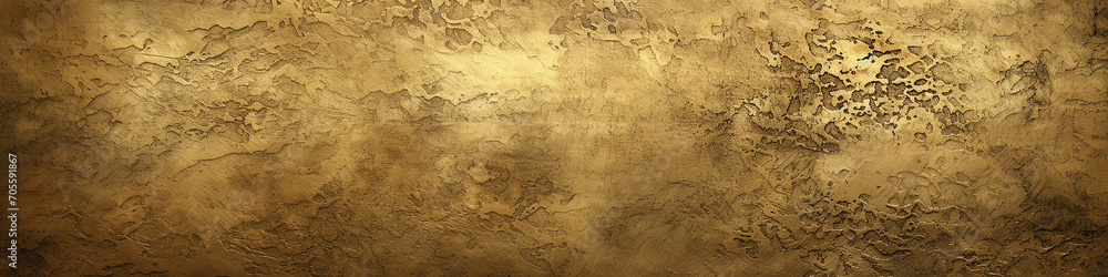 vintage wall long narrow panoramic view gold background plaster, concrete yellow color canvas with copy space
