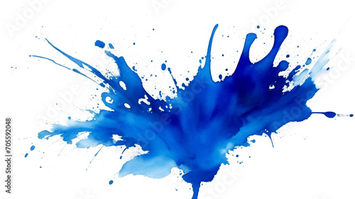 Watercolor splash blue color hand paint texture, isolated transparent background, watercolor brush. png. Generative ai photo