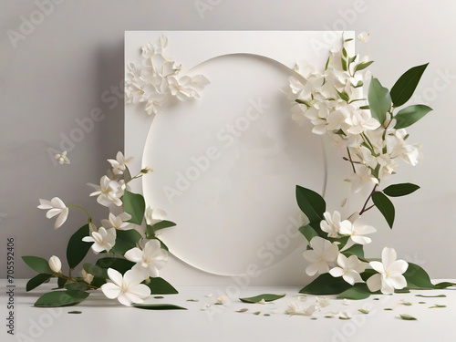 Wedding Frame with Leaves Suitable for Logo Mockup or Copy Space