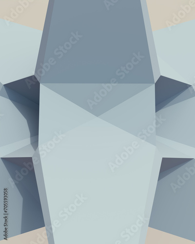 Solid 3d geometric shapes blue putty synthetic rubber soft tones patterns triangles structure clean straight lines design neutral background 3d illustration render digital rendering photo