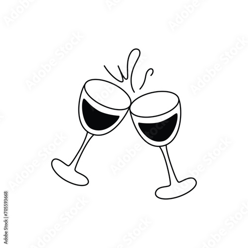Vector logo design template and graphic elements for advertising, branding, posters and banners, wine glasses, abstract stickers and line icons, cafe and restaurant menu element