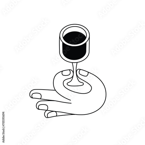 Vector logo design template and graphic elements for advertising, branding, posters and banners, wine glasses, abstract stickers and line icons, cafe and restaurant menu element