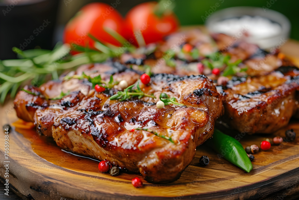 grilled meat with vegetables