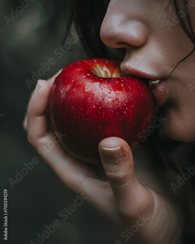 person eating apple