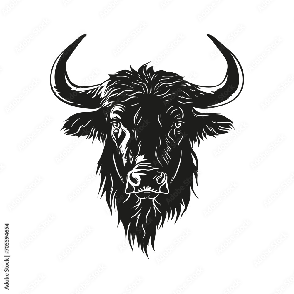Bull head black icon on white background. Vector illustration. Bull head black icon on white background. Vector illustration.