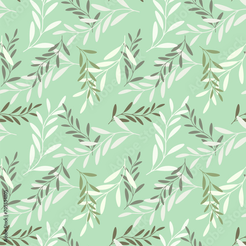 Seamless pattern of delicate leaves in pastel colors. Textile, decor for pastel linen, print, vector