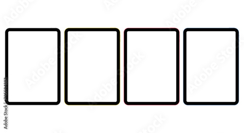 Set of 4 modern and colorful tablets. Vector graphic.