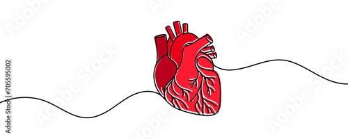 human heart drawn with a line. Vector illustration.