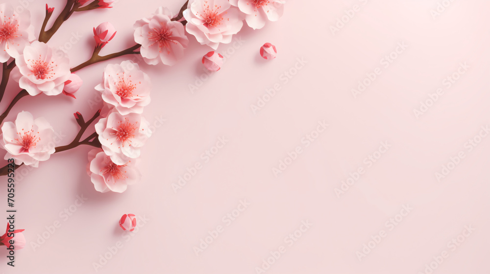 Festive peach blossom decoration Spring Festival background material, Chinese New Year background banner illustration