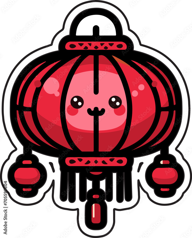 Fototapeta premium Cartoon Chinese lantern. Vector illustration of a cartoon Chinese lantern.