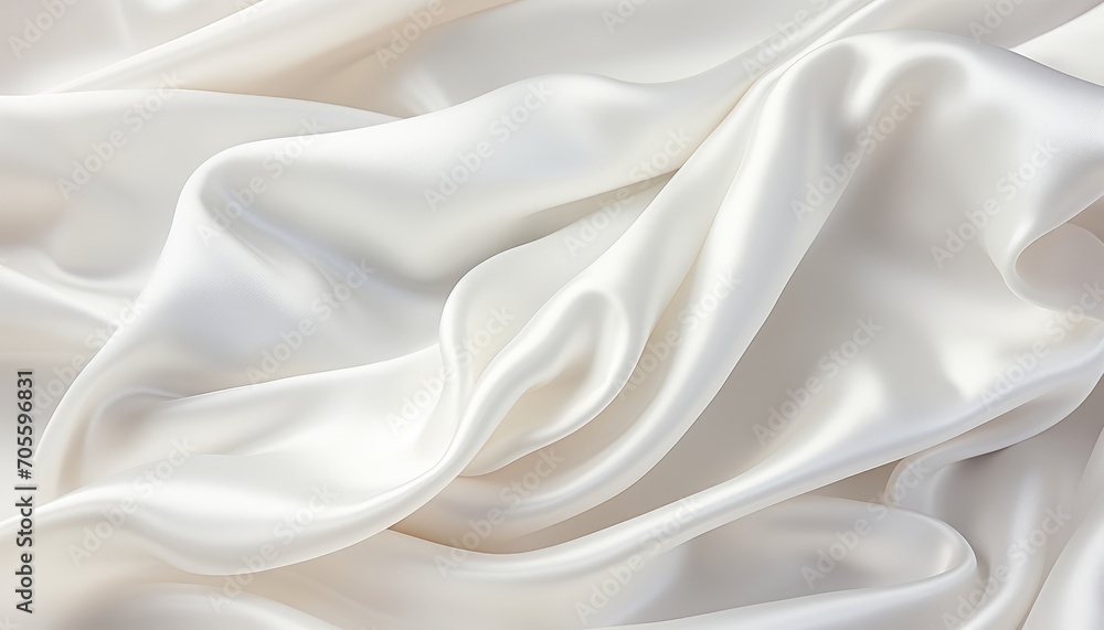 Obraz premium Closeup of elegant white silk fabric cloth with slight crumpling luxury background texture design
