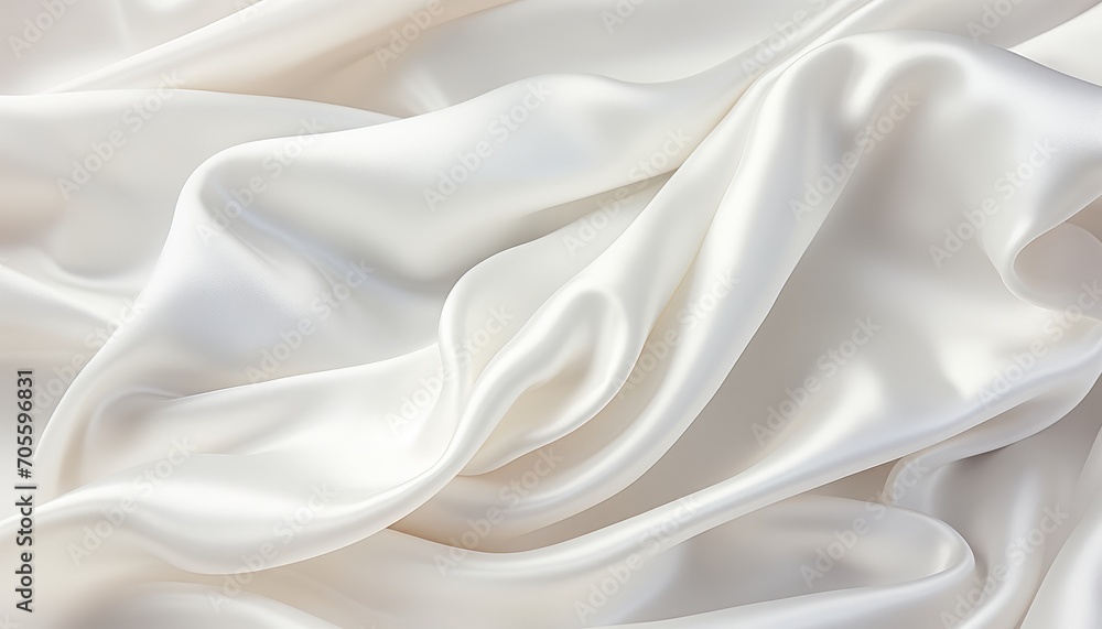 Closeup of elegant white silk fabric cloth with slight crumpling   luxury background texture design