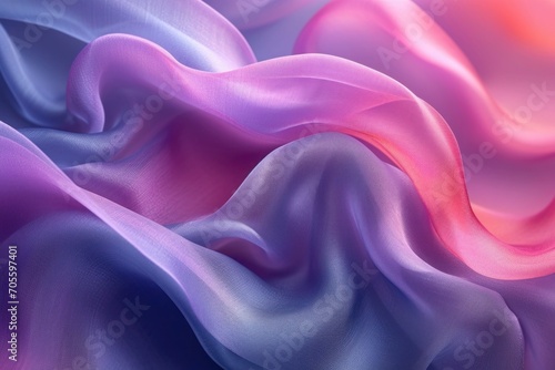 Ribbons of satin and silk textures in a seamless loop, Silky ribbons swirl in a graceful dance of pink and bluepurple silk background photo