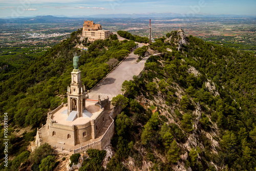 Luftaufnahme, Santuari de Sant Salvador, Spanien Mallorca