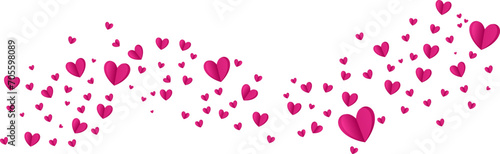 Love valentine background with pink petals of hearts on transparent background. Vector banner  postcard  background.The 14th of February. Vector EPS 10