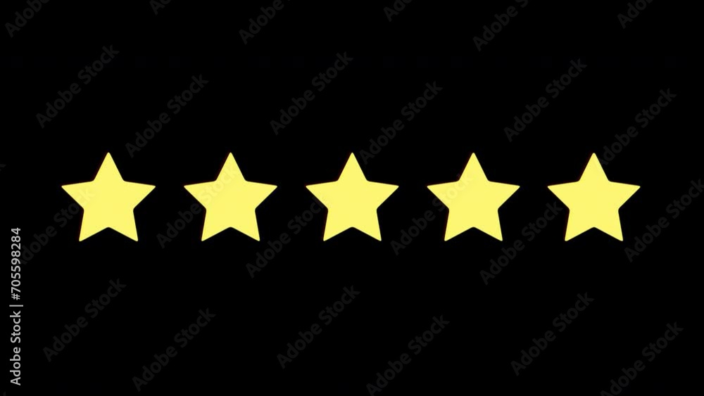 5 Five star rating, 3D intro animation of stars used in rankings on black background. 5 Five star rating, 3D intro animation of stars used in rankings on black background.