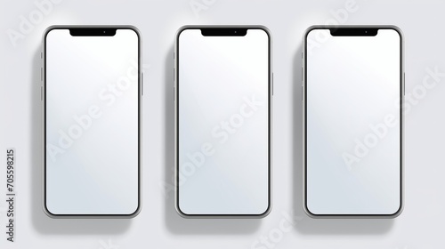 Three Iphones on White Surface, Side by Side Comparison of Apples Iconic Smartphones
