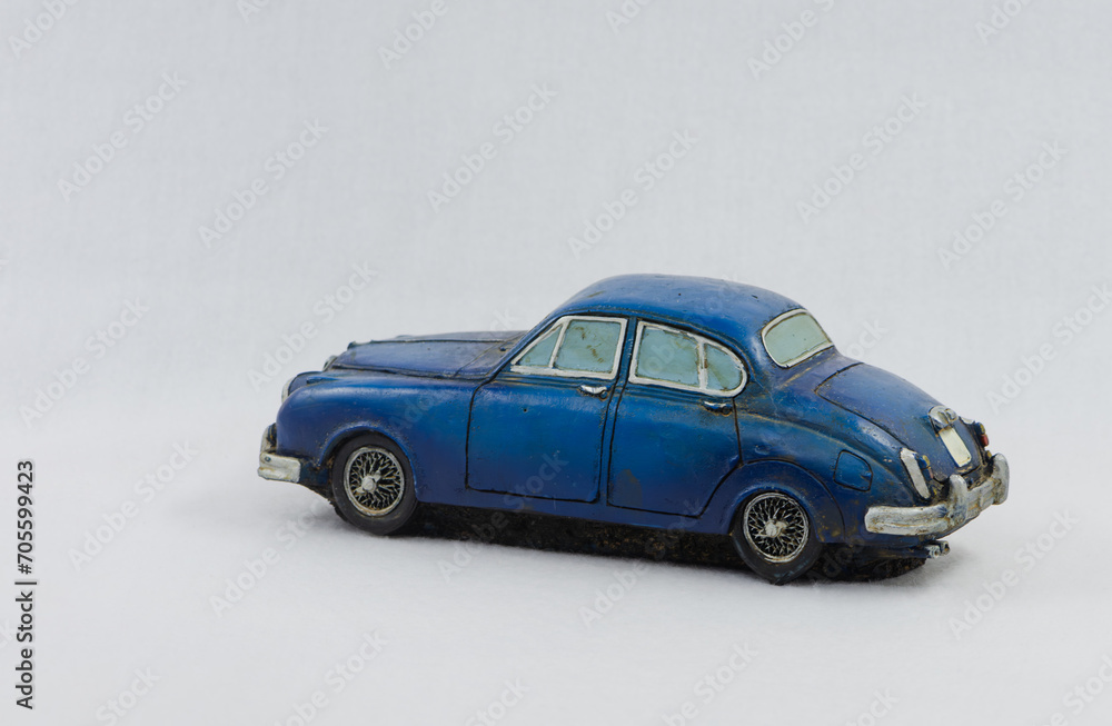 Isolated blue vintage car model