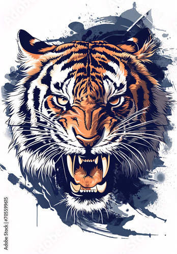 Chinese zodiac sign tiger, traditional decorative pattern cartoon image concept illustration photo