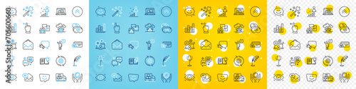 Vector icons set of Cogwheel, Floor lamp and Graph chart line icons pack for web with Smile face, Mail, Magic wand outline icon. Swipe up, Delivery truck, Web inventory pictogram. Vector