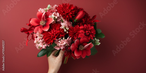 bouquet of red flowers A captivating bouquet of deep red roses the epitome of love and affection Romantic display heartfelt emotion love s emblem rich scarlet  Generated by AIBouquet of roses