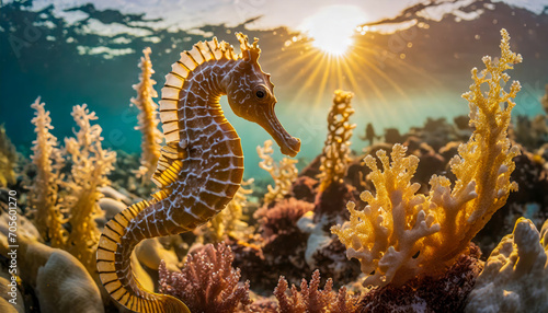 seahorse in a tropical coral reef, generative ai © Mathias Weil