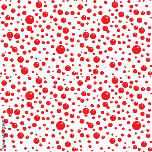 Seamless abstract pattern with red bubbles on white background 