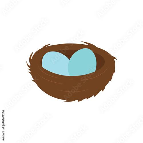 Nest with blue eggs illustration emoji vector