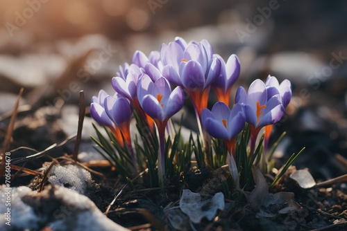 Flowers growing in winter- spring crocus