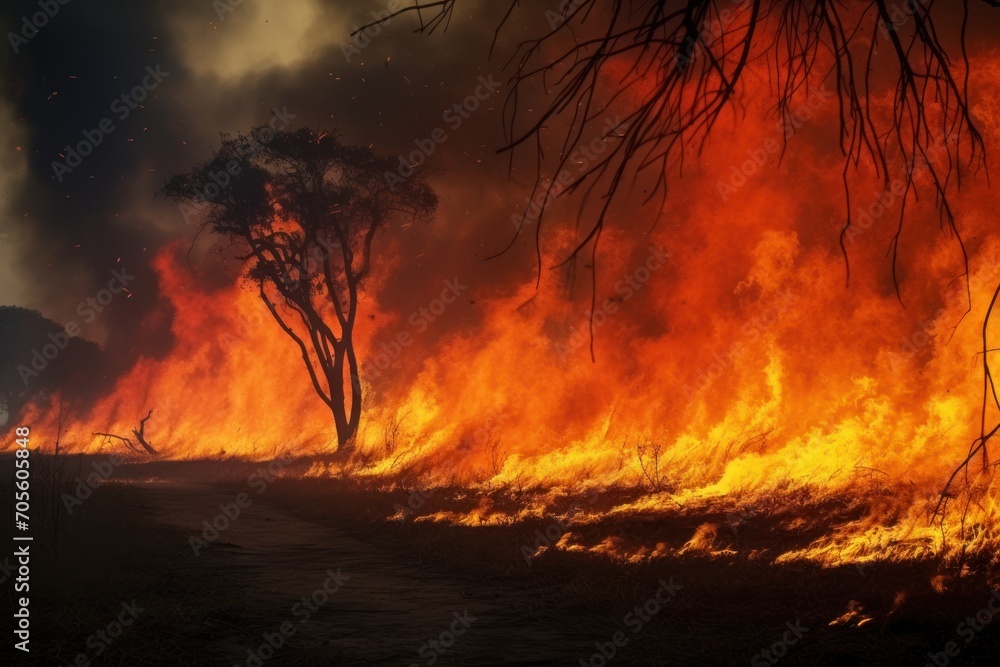 Bushfire in the African Savannah, , Africa