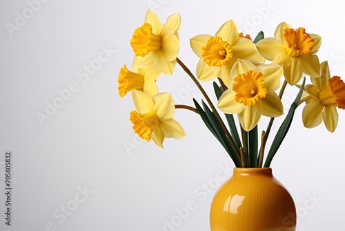 Wallpaper Mural beautiful yellow flowers daffodils in a vase on a white background Torontodigital.ca