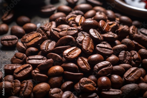 Roasted coffee beans.